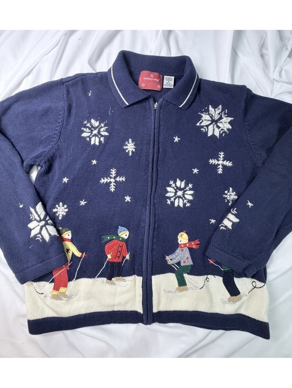 Vintage Holiday Lodge by Northcrest Knit M Christmas Winter Zip Sweater Cardigan